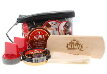 90's look with Kiwi Travel Shoe Shine Kit from Manhattan Wardrobe Supply